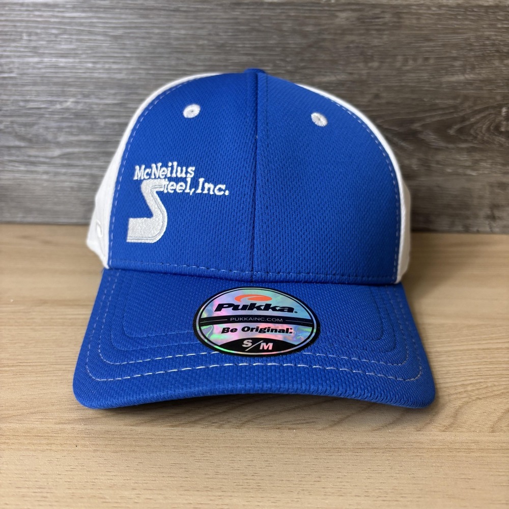 McNeilus Steel, Inc. Hat Cap Fitted Mens Small/Medium Blue White Advertising